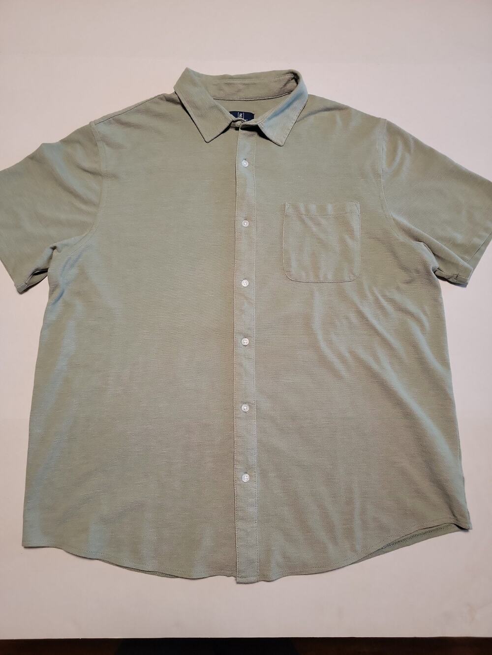 George Short Sleeve Casual Button Down Mens XL Shirt light olive Classic Preppy